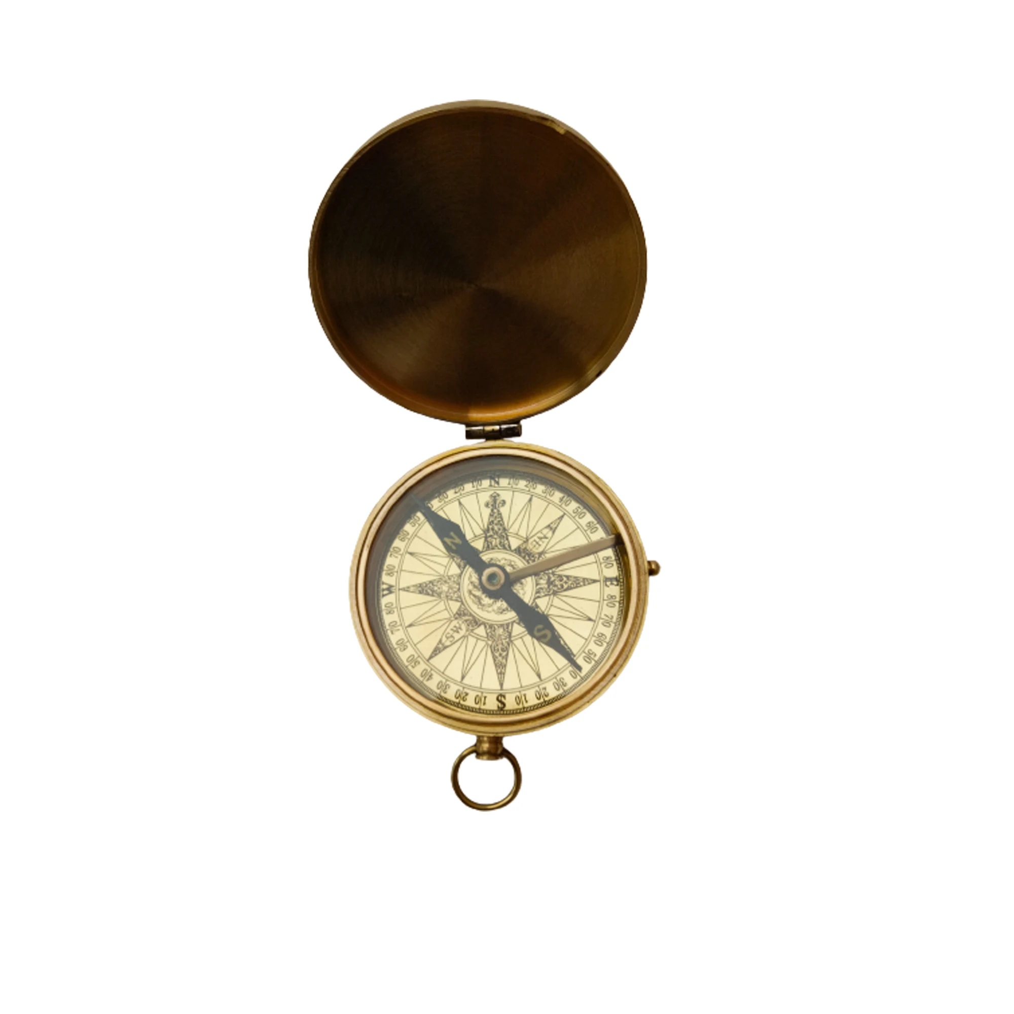 Handmade Brass Flat Pocket Compass Navigational Brass Pocket