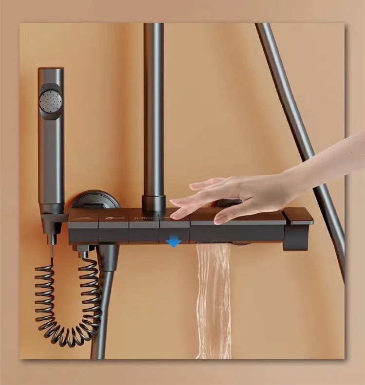 High Water Pressure Black Plated Bath Square Water Saving Square Bath