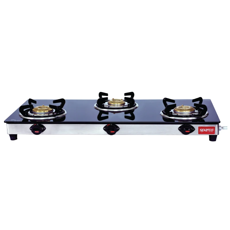 3 Burner Glass Top Gas Stove Black sp 2227 Buy Sparco Gas Stove
