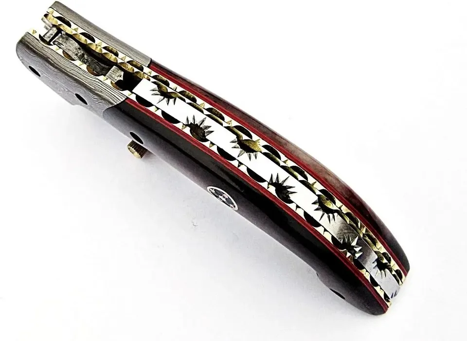 Pakistan Made Pocket Knives Liner Lock Folding Knife Damascus Steel