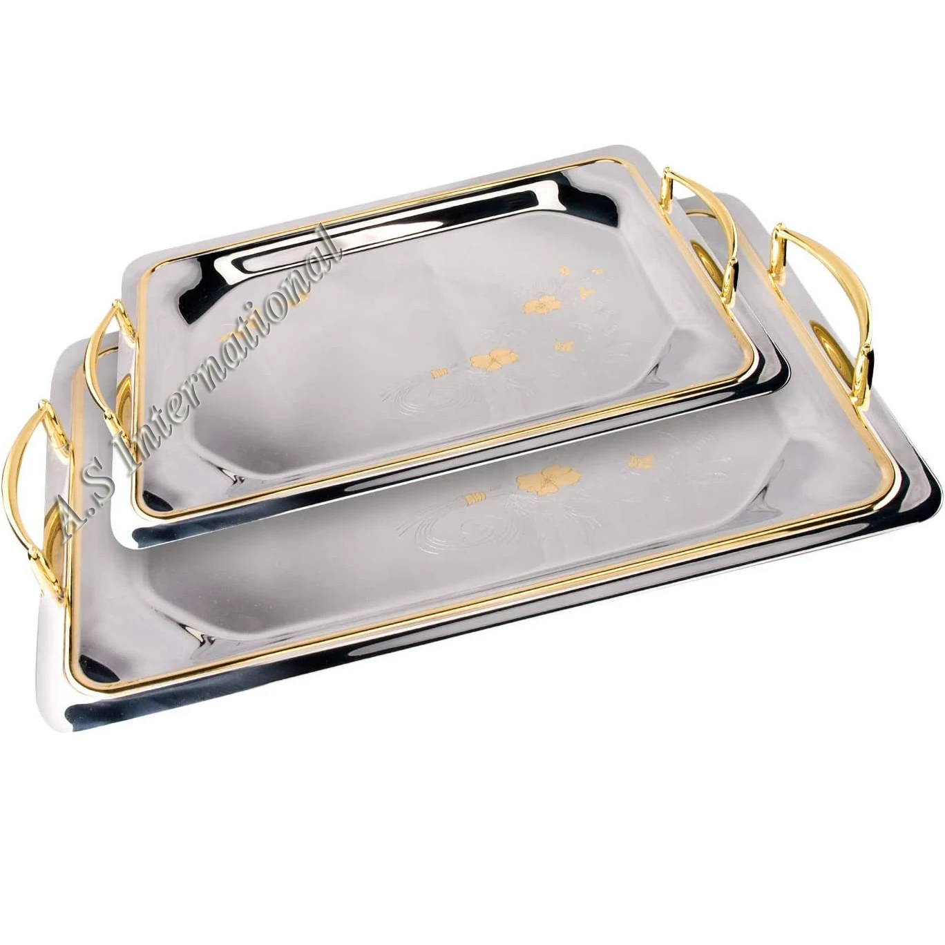 High Quality Silver Finished Rectangular Stainless Steel Serving Tray