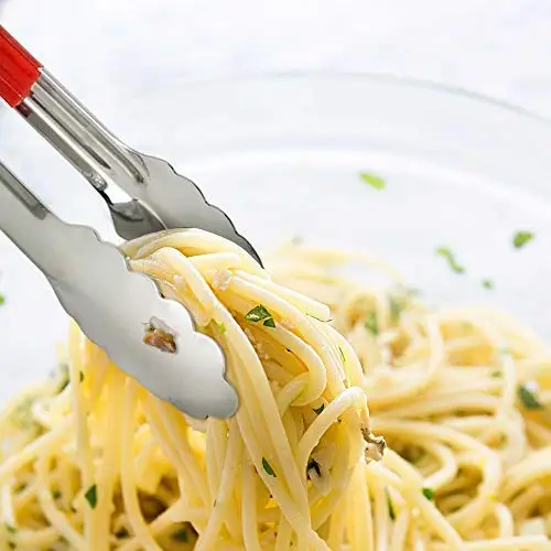 Heavy Duty Serving Food Silicone Kitchen Tongs Stainless Steel Non