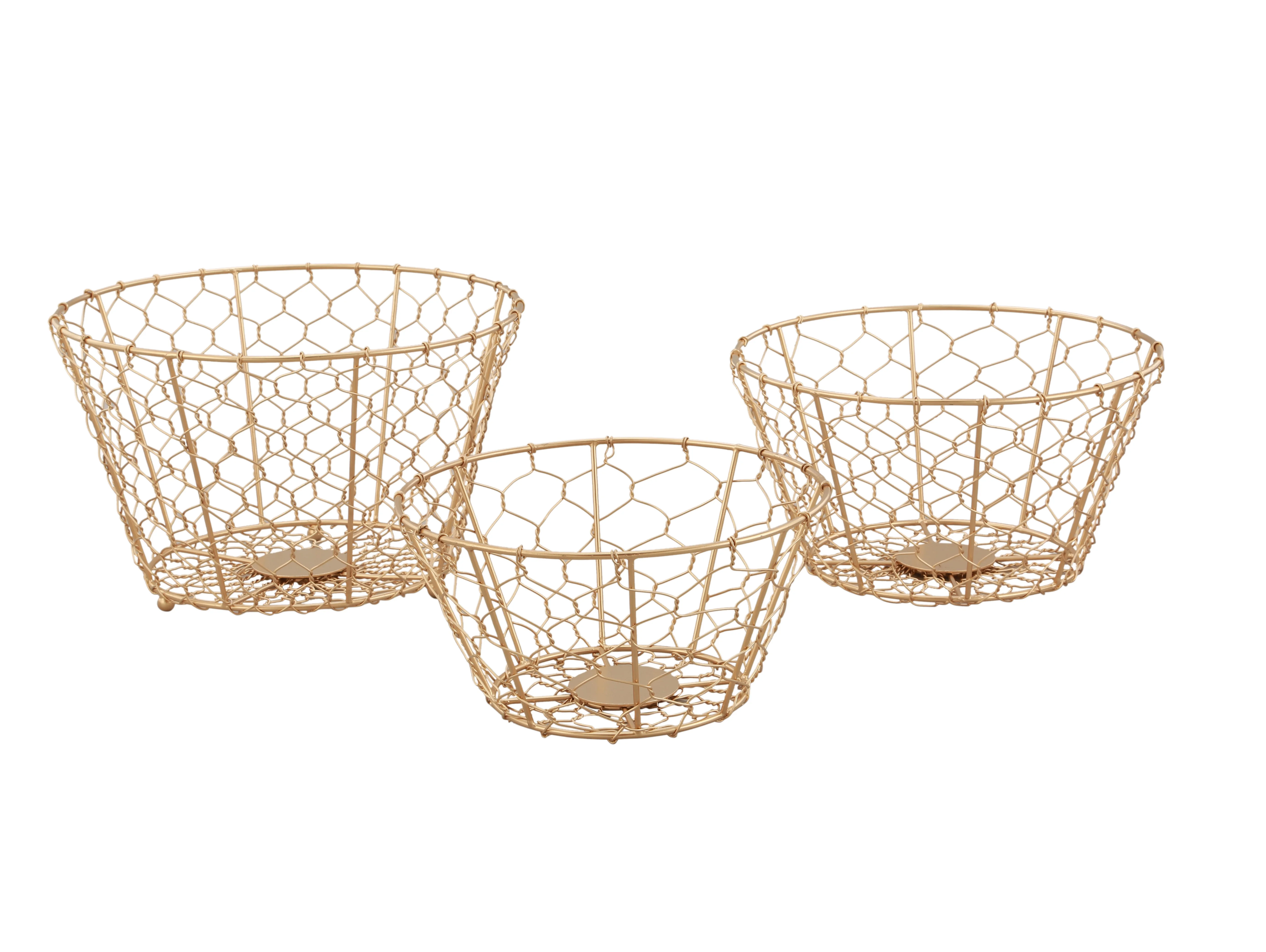 Round Iron Wire Basket Powder Coated For Kitchen And Multipurpose