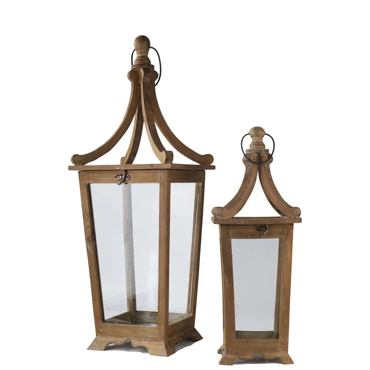 Set Of Three Wooden Lantern Classic Stylish New Decorative Design
