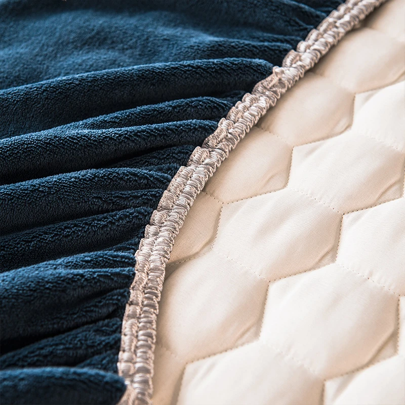 Thick Quilted Plush Double Bed Fitted Sheet Couple Mattress Cover