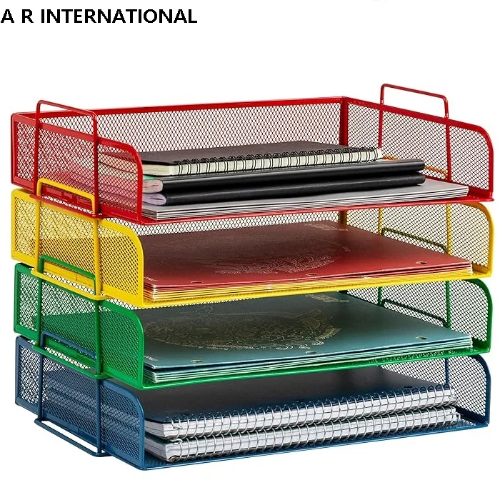 3-Layer Foldable Stackable Paper Tray Rack Portable Adjustable Iron ...