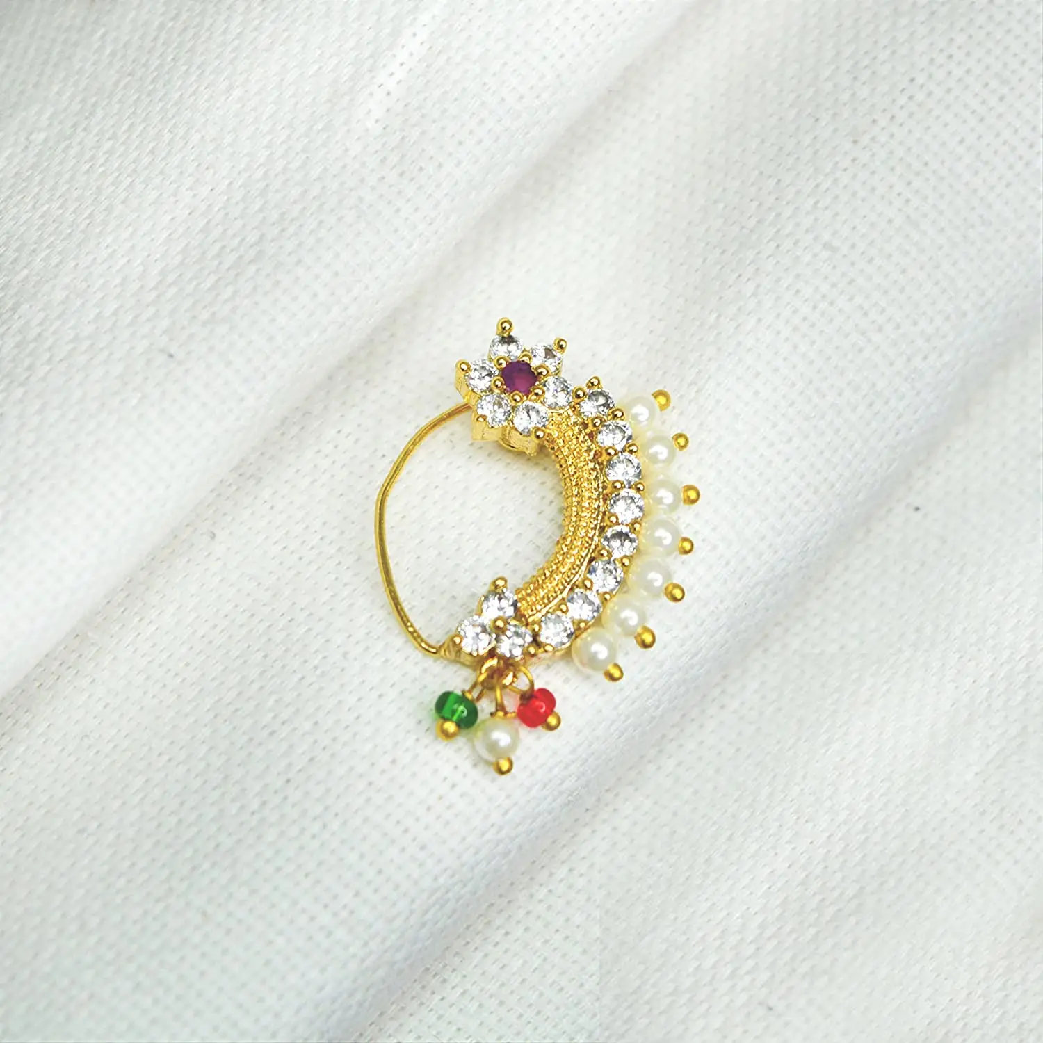 Top Indian Manufacturer Cz Maharashtrian Nose Pin Marathi Nath Mother