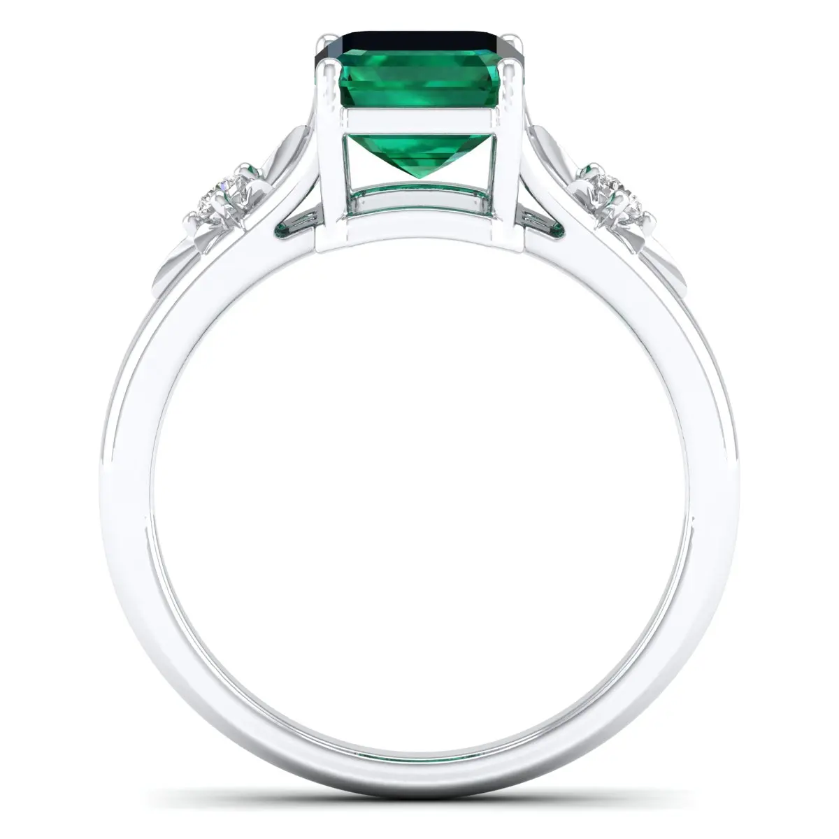 Elegant Gold Moissanite Diamond Ring With Natural Emerald Gemstone Gold Best Selling Classic