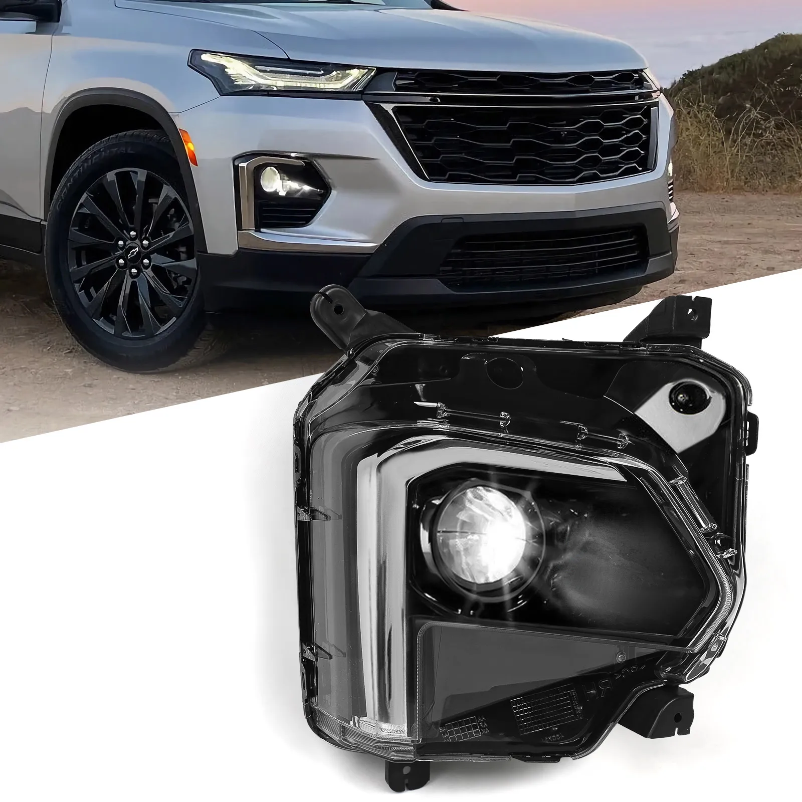 Headlight For Chevrolet Traverse 2022 2023 W/o Led Drl Projector Chrome ...