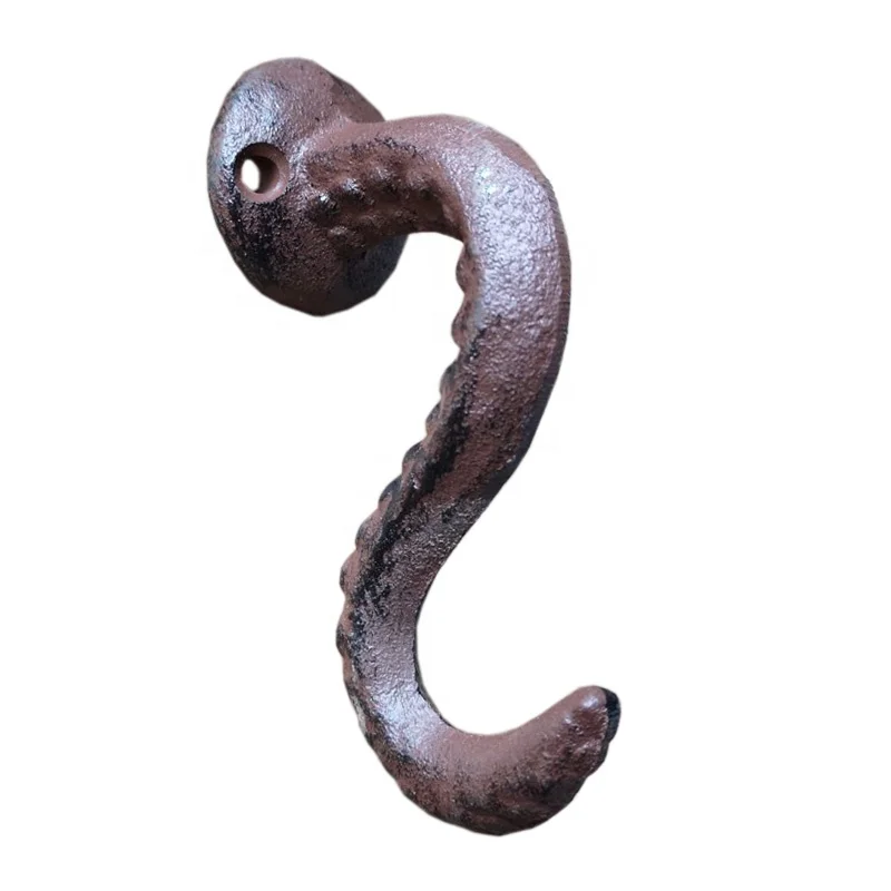 Cast Iron Antique Brown Octopus Arm Wall Hooks Vintage Cast Iron