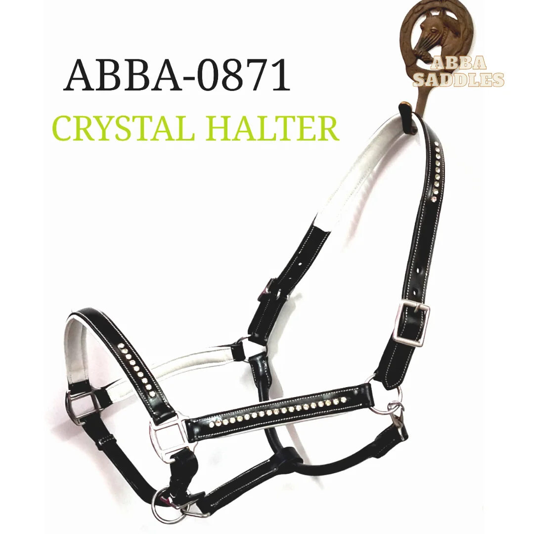 Western Halter With Cowhide Design Customized Crystal Horse Halter
