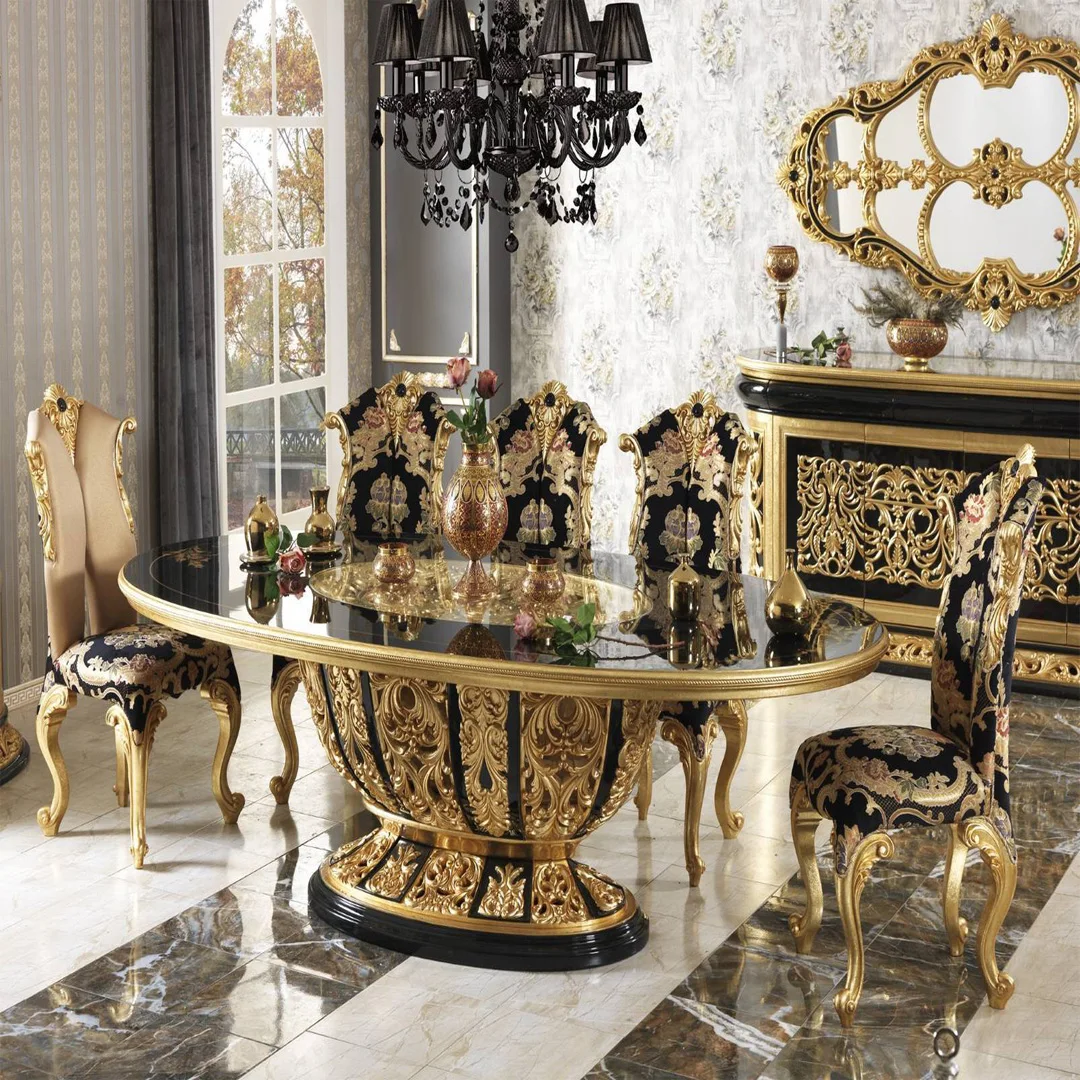 Antique Style Italian Dining Table Solid Wood Italy Style Luxury Square Dining Table Set In Teak