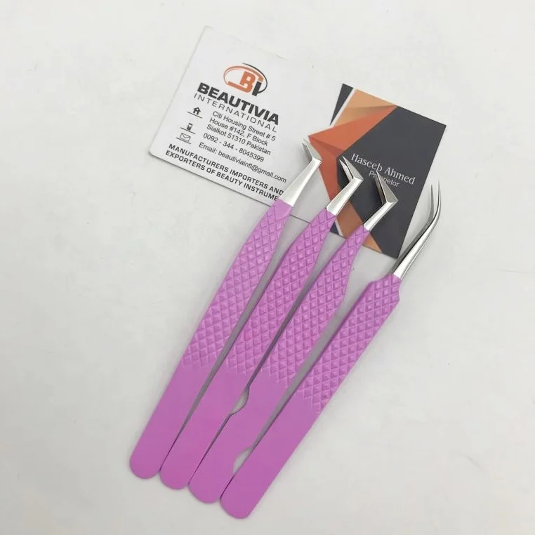 Purple Powder Coated Japanese Stainless Steel Custom Logo Eyelash