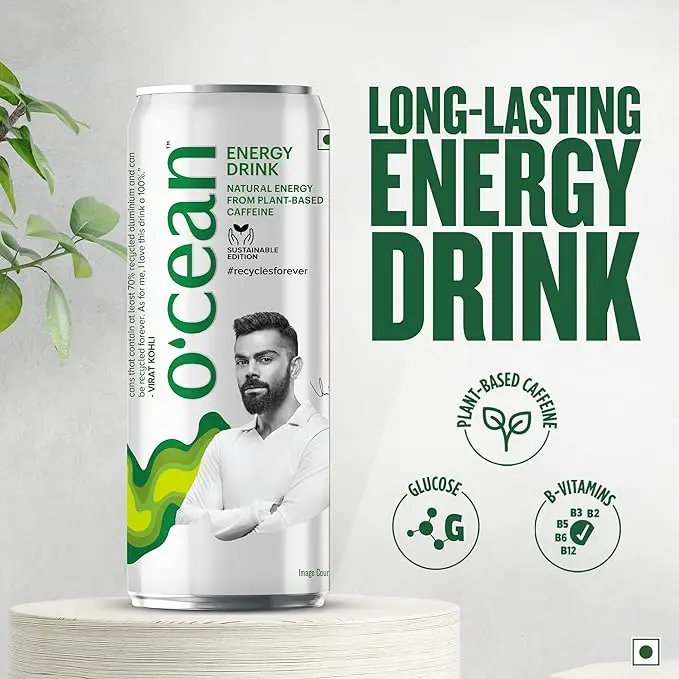 O'cean Energy Drink Sustainable Edition 330ml Can Packaging Plantbased