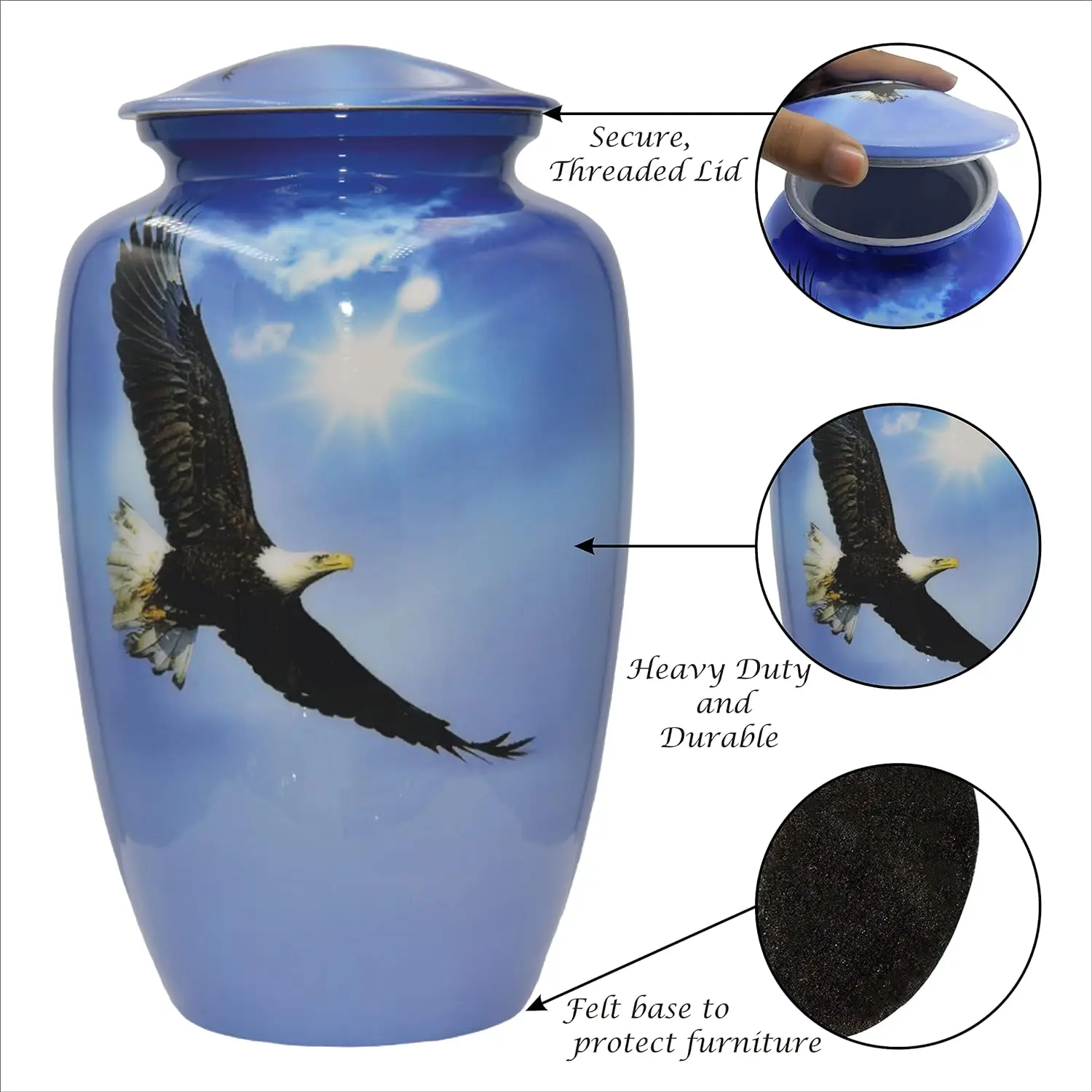 Bald Eagle Cremation Urn,Finding Freedom Flying American Eagle