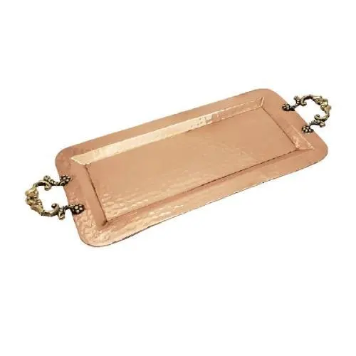 Copper Rectangle Serving Tray Set Of Two Handmade Designer Platter