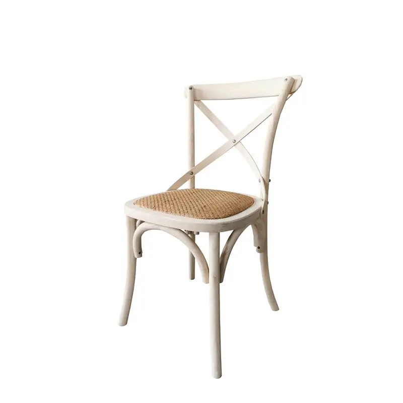 Cross Back Dining Chair Made Of Solid Teak Wood Frame With Cushion For