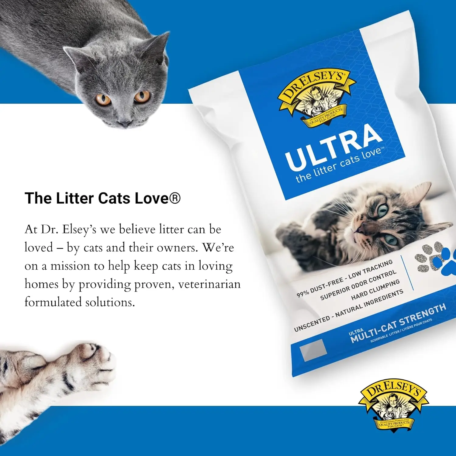 Clumping Cat Litter Ultra 99.9 Dustfree,Low Tracking,Hard Clumping,Superior Odor Control