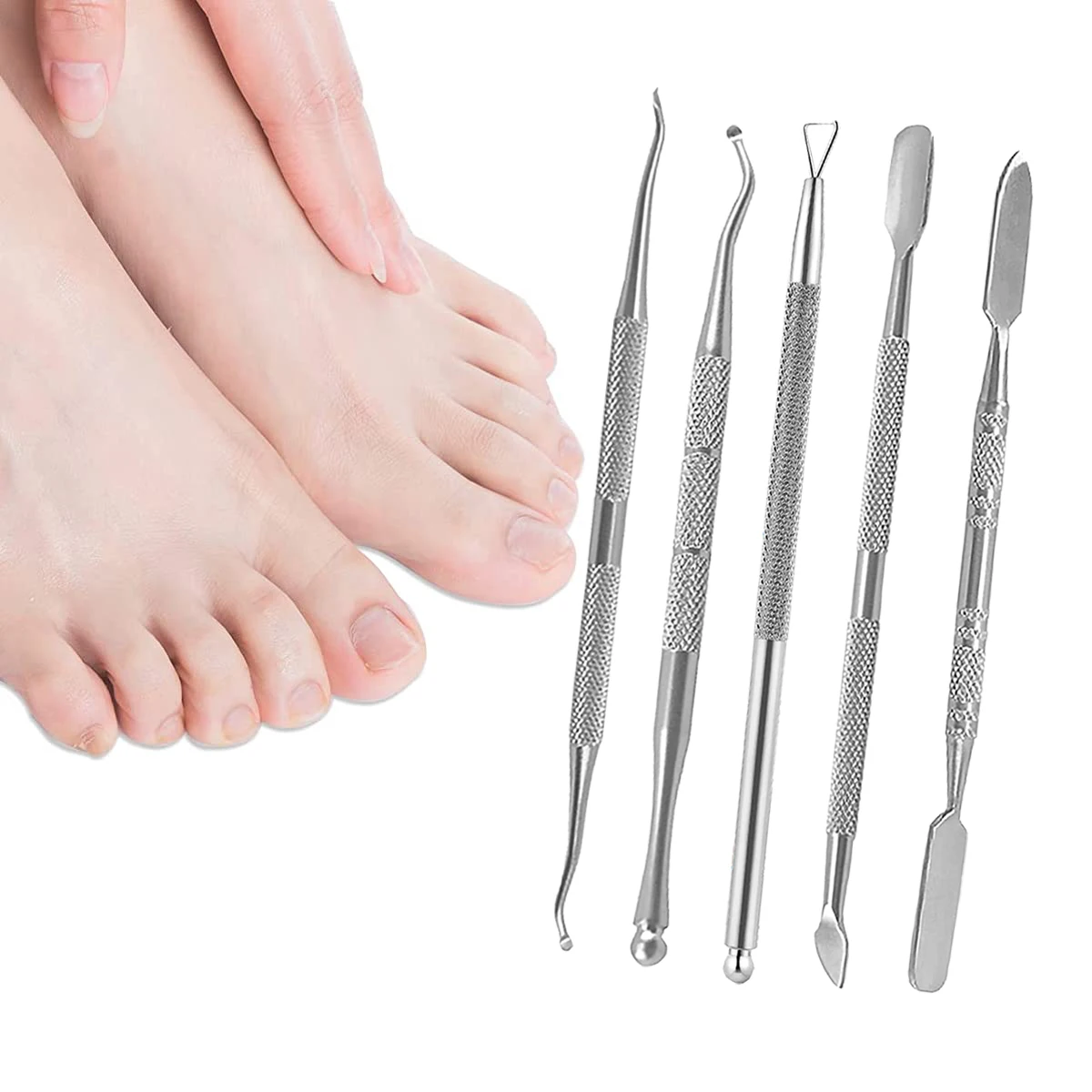 Bahasa 12 Pcs Stainless Steel Cuticle Pusher Cutter Professional Double