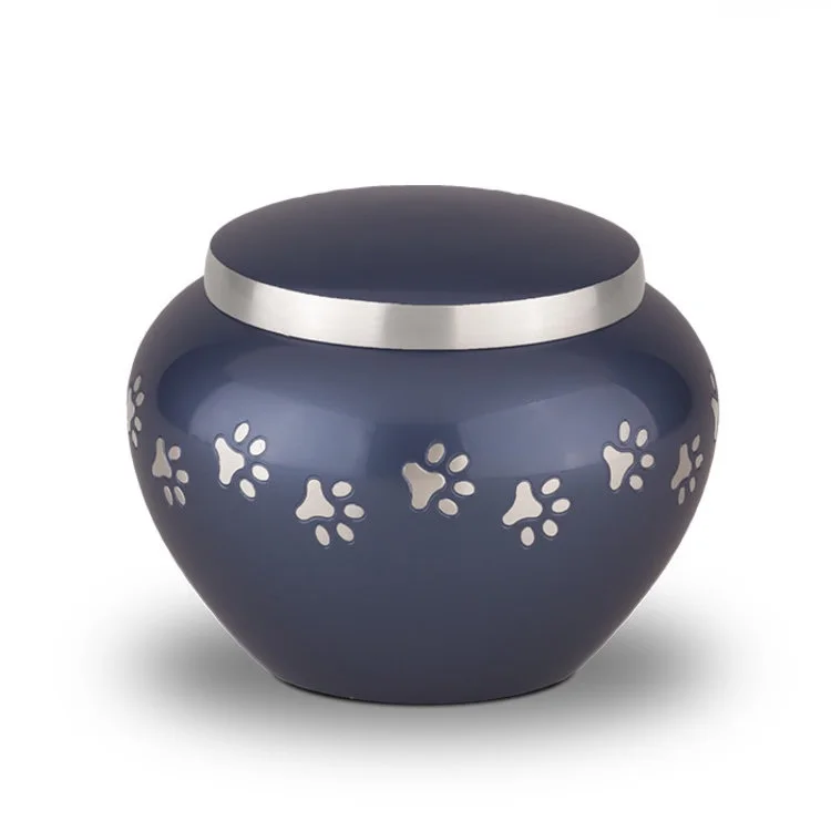Fresh Shiny Paw Printed Pet Urns Colored Finishes Designs With Multi