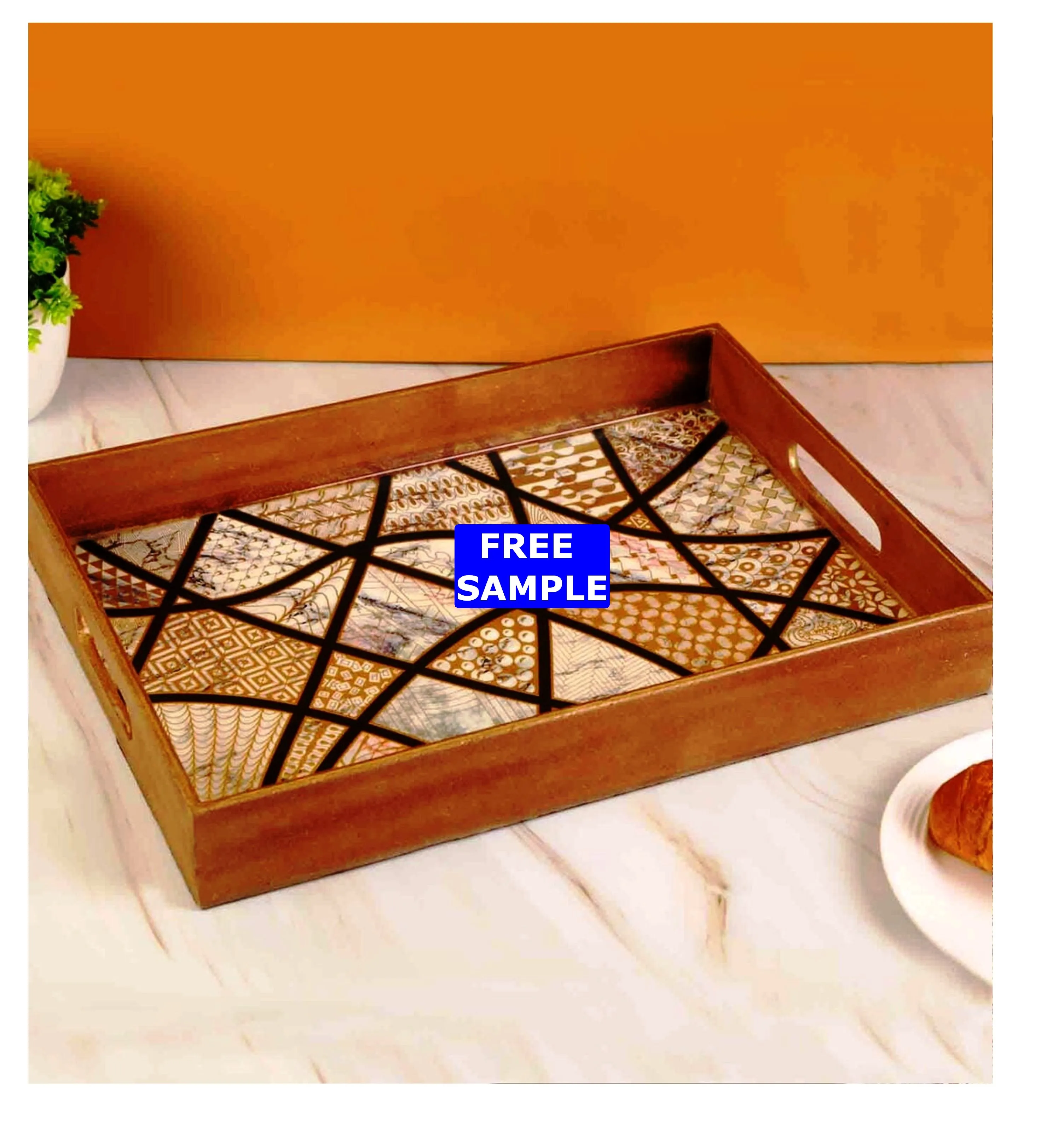 Hand Crafted Contemporary Wooden Tray Set 1 Wooden Hand Painted ...