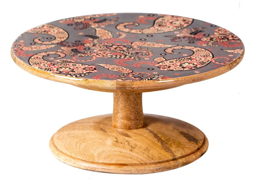 Wooden Multipurpose Round Folding Cake Pizza Stand Dessert Platter ...