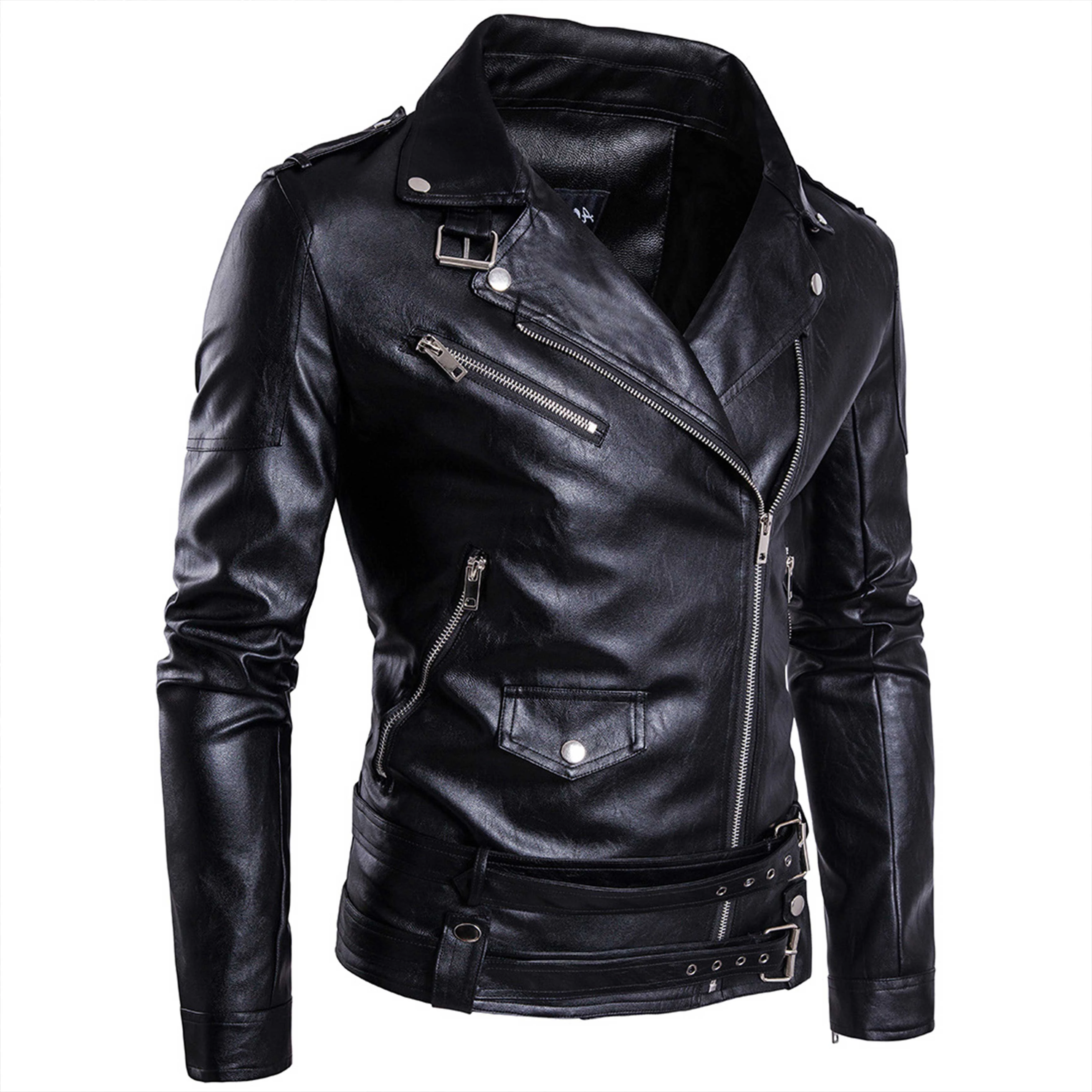 Low Price Men Leather Jacket Plus Size Chest Pockets Genuine Fashion