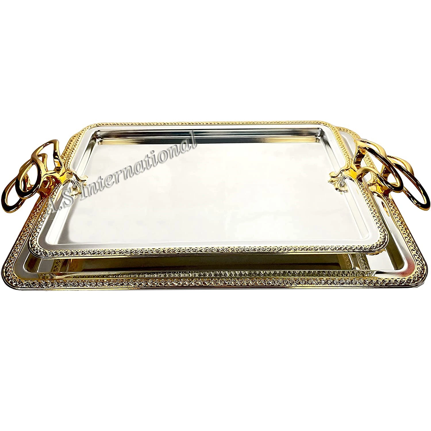 High Quality Silver Finished Rectangular Stainless Steel Serving Tray
