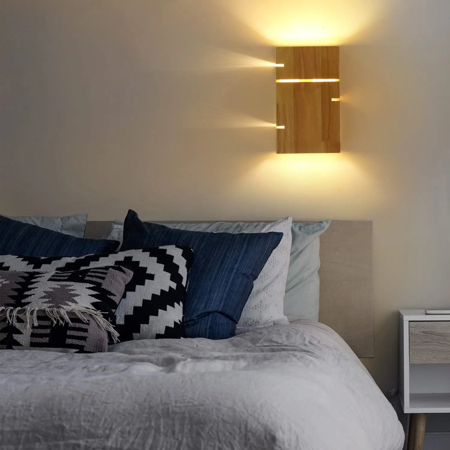 Modern Wooden Up Down Lighting Warm White Led Wall Lamp Indoor Living ...