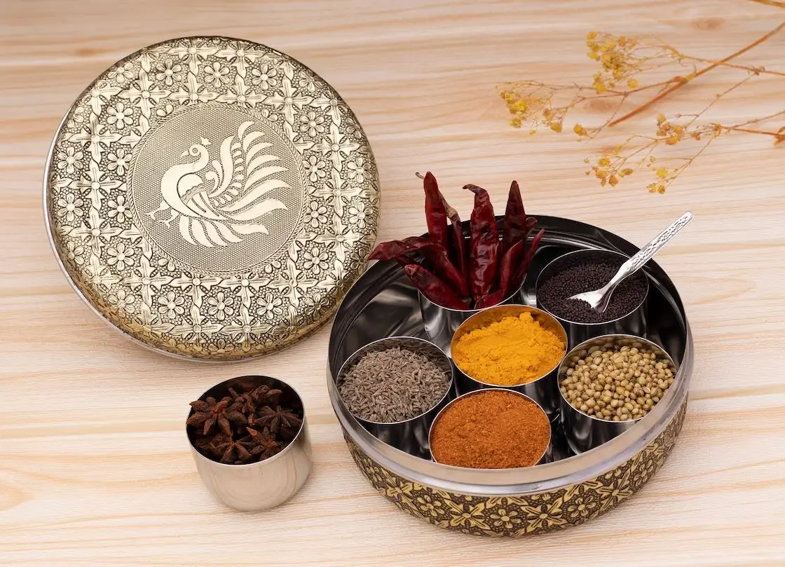 Stainless Steel Spice Box Masala Box Steel Cups Spice Dabba Stainless ...