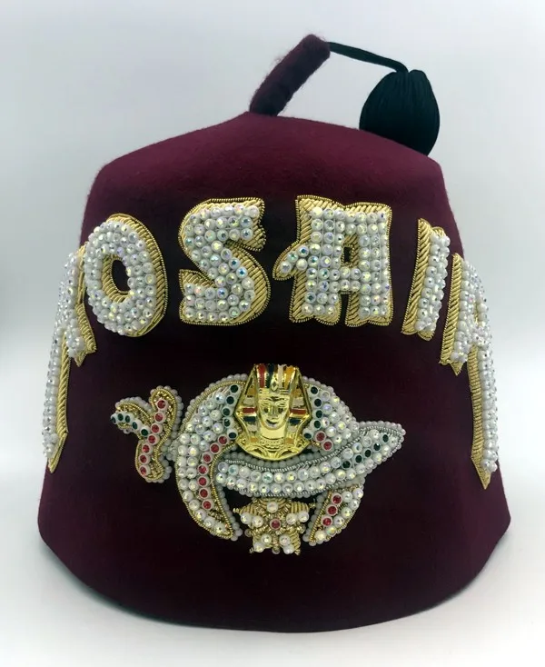 Custom Masonic Temples Shriners Fezzes White Cup Rhinestones Fez Hat