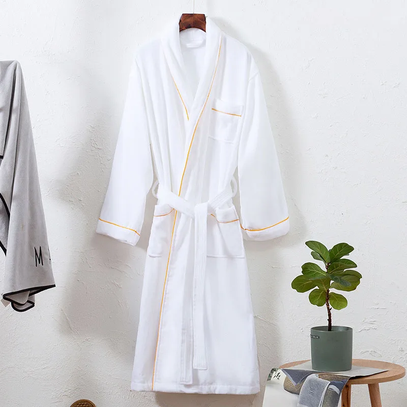 Oem Customized Logo Pure Cotton Waffle Hotel Bathrobe Unisex Autumn