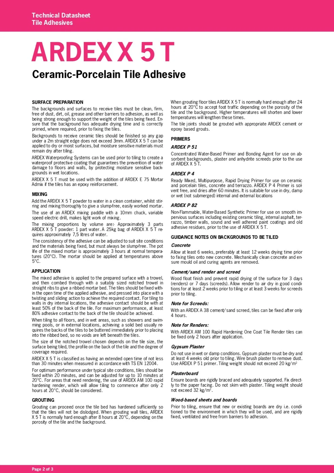 Ardex X 5 T Gray Ceramic Porcelain Tile Adhesive Flexible And Versatile Tile And Stone Mortar