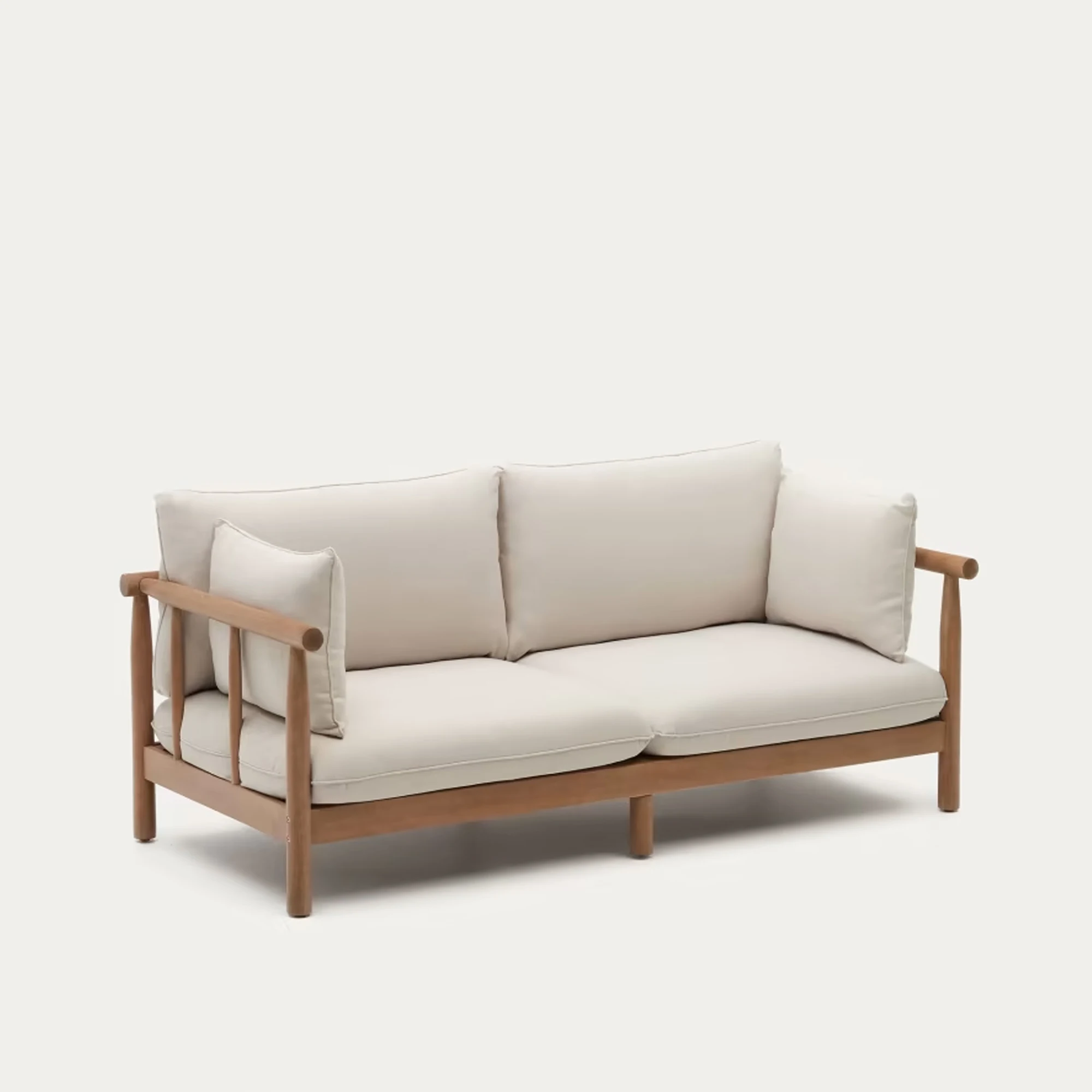 Outdoor Two Seater Sofa Natural Teak With Best White Cushion Otsuka