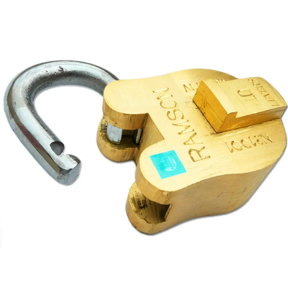 Safest Brass 10 Lever Double Locking Churidar Lock With 3 Stainless