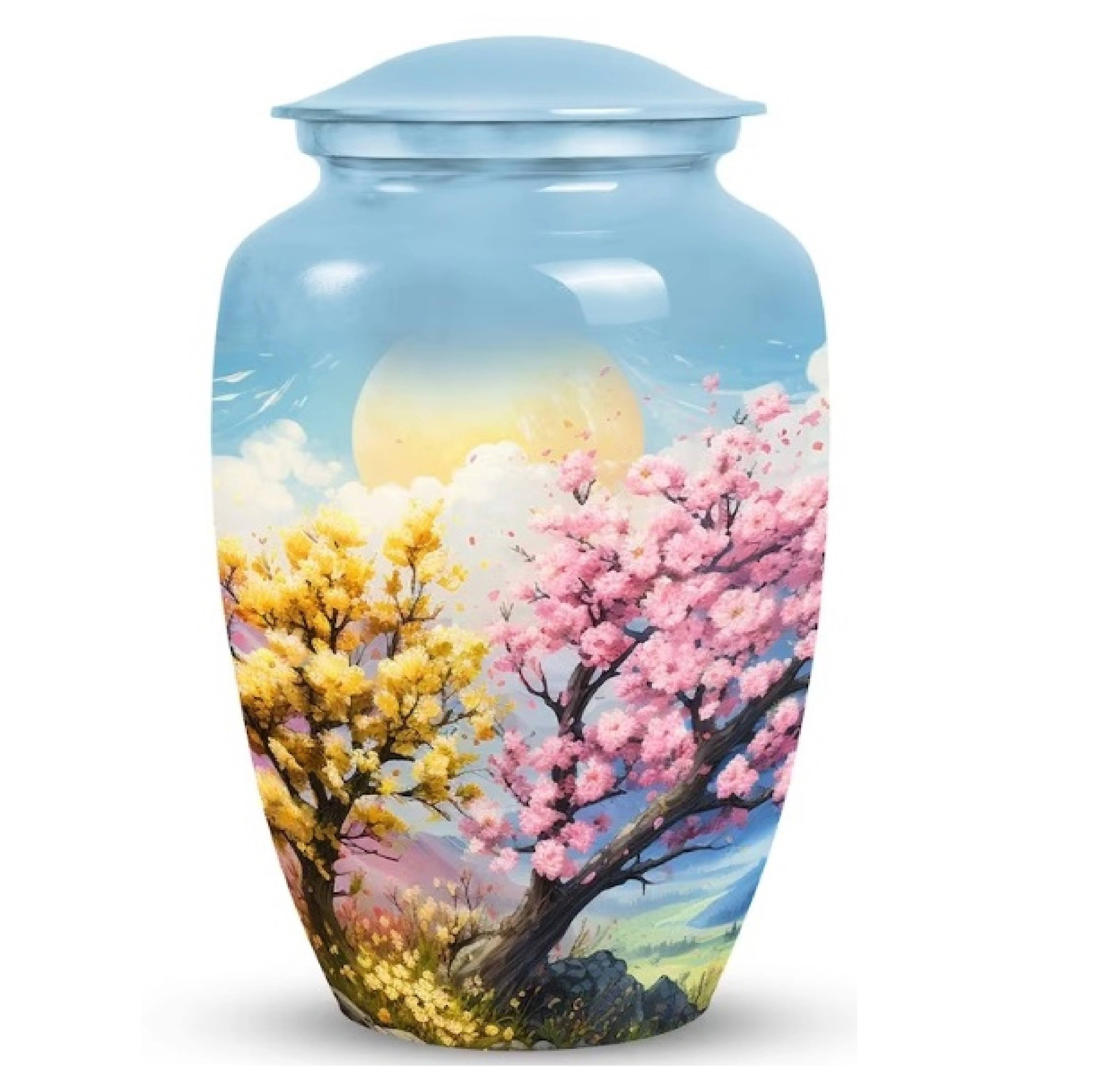 Beautiful Trees Design Aluminium Cremation Urns Metal Funeral Adult ...