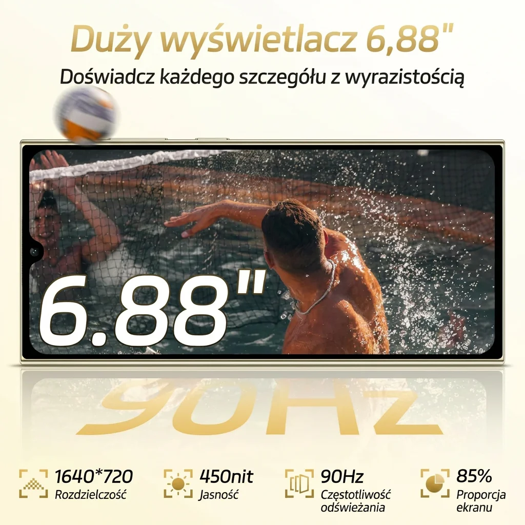 Duży wyświetlacz 6.88 cala