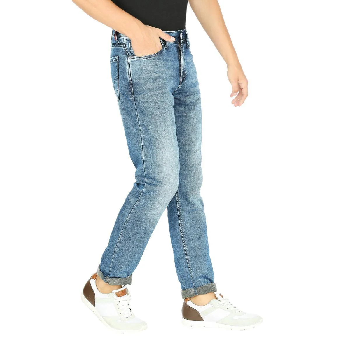 Oem Custom New Fashion Mens Biker Jeans Slim Fit Stretch Denim Pants