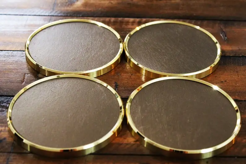 Frame Multiple Coasters Metal Border Frame Wooden New Look Coaster Bronze Wooden Coaster Set ...