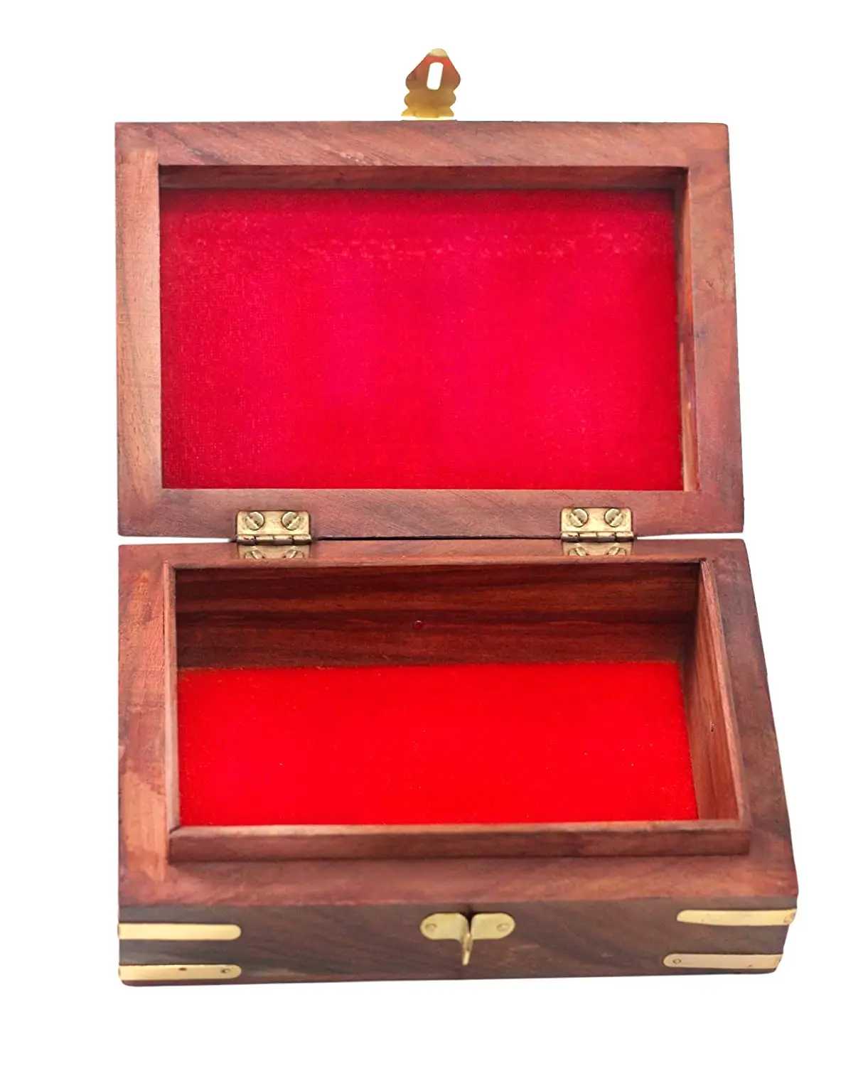 Handmade Sheesham Wooden & Brass Storage Box Hand Carved Jewelry Box