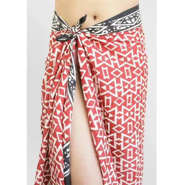 Wholesale Cotton Beach Wrap India Red Pareo Colourful Print Women