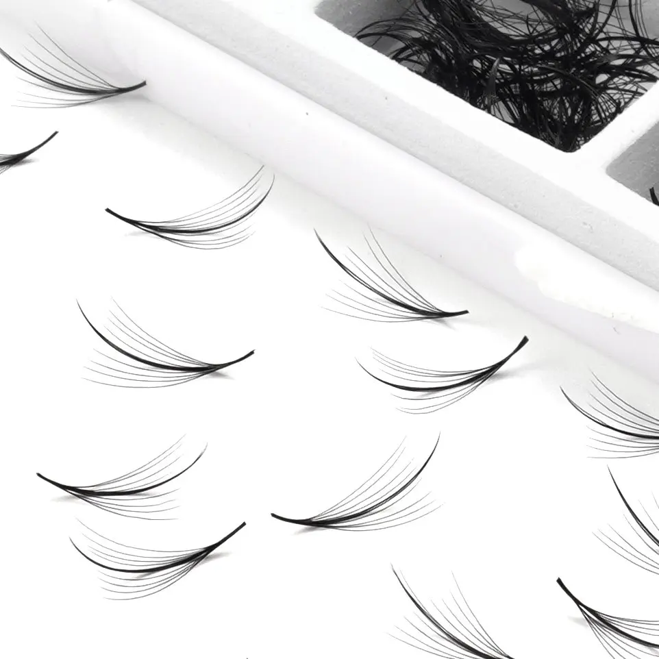 Wholesale 8mm-18mm Wispy Fan Eyelashes Custom Box Hybrid False ...