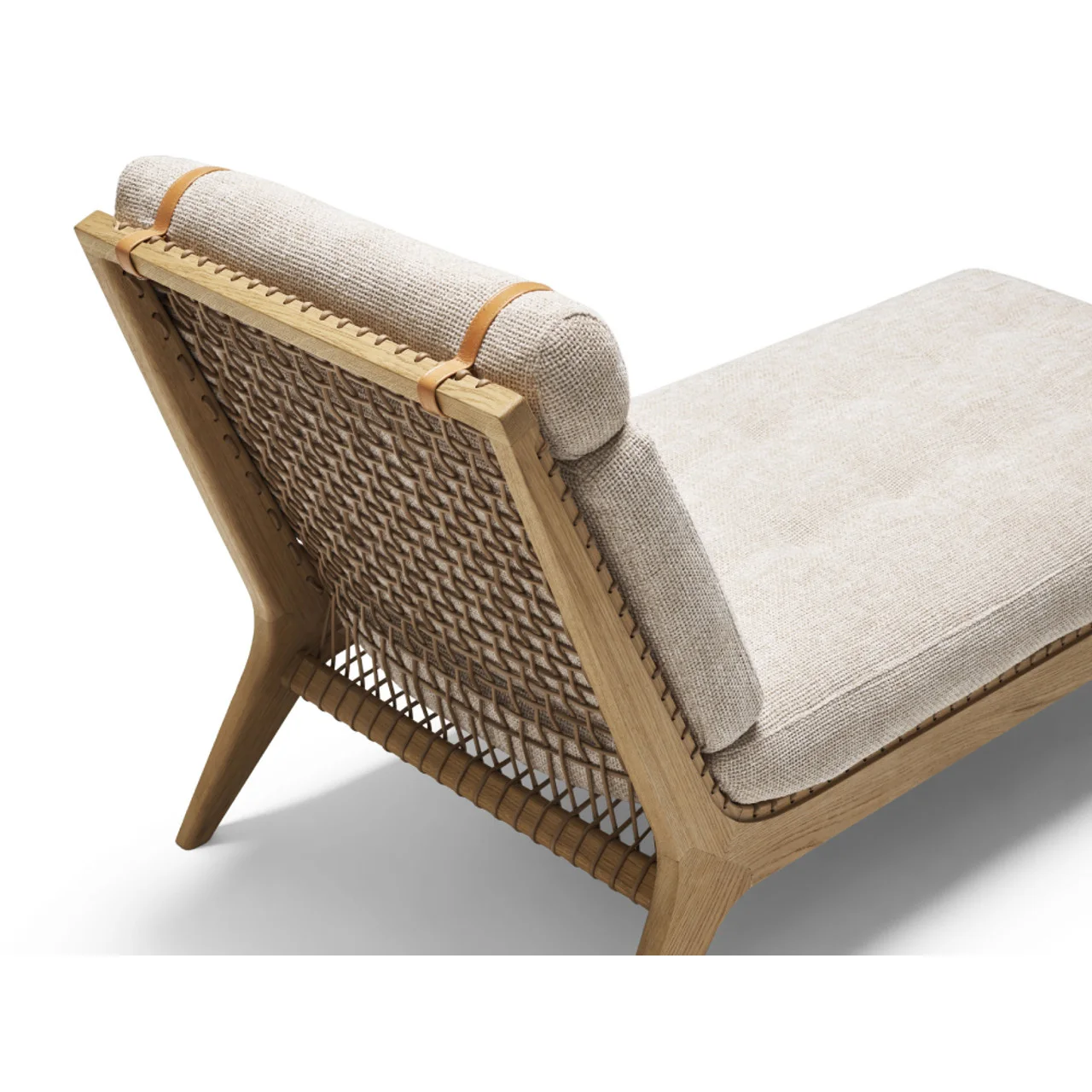 Gaupha Chaise Lounge Made Of Solid Teak Wood With Woven Rope On The