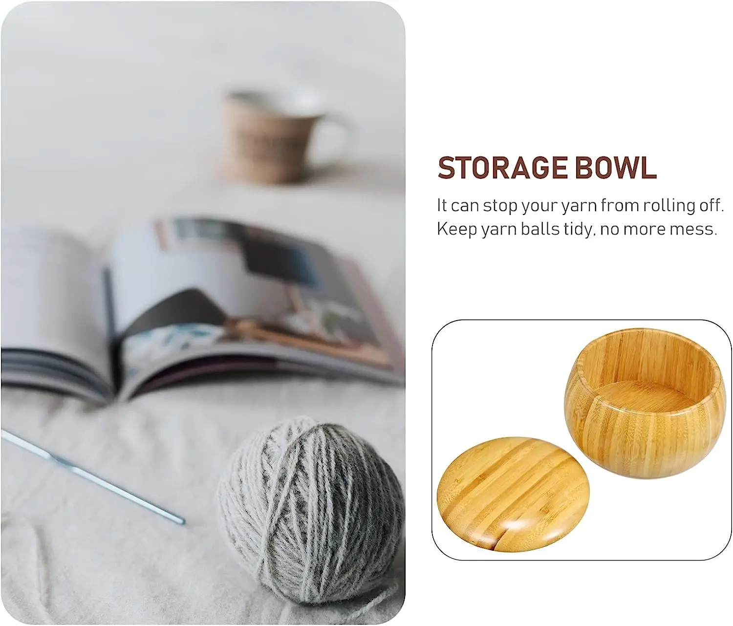 Wooden Yarn Storage Bowl Wooden Knitting Bowls Crochet Yarn Holder ...