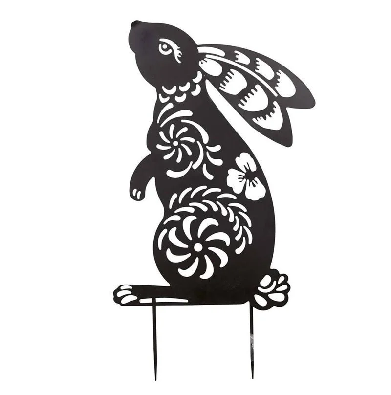 Metal Animal Silhouette Garden Stakes Dog Cat Rabbit Design Add Some
