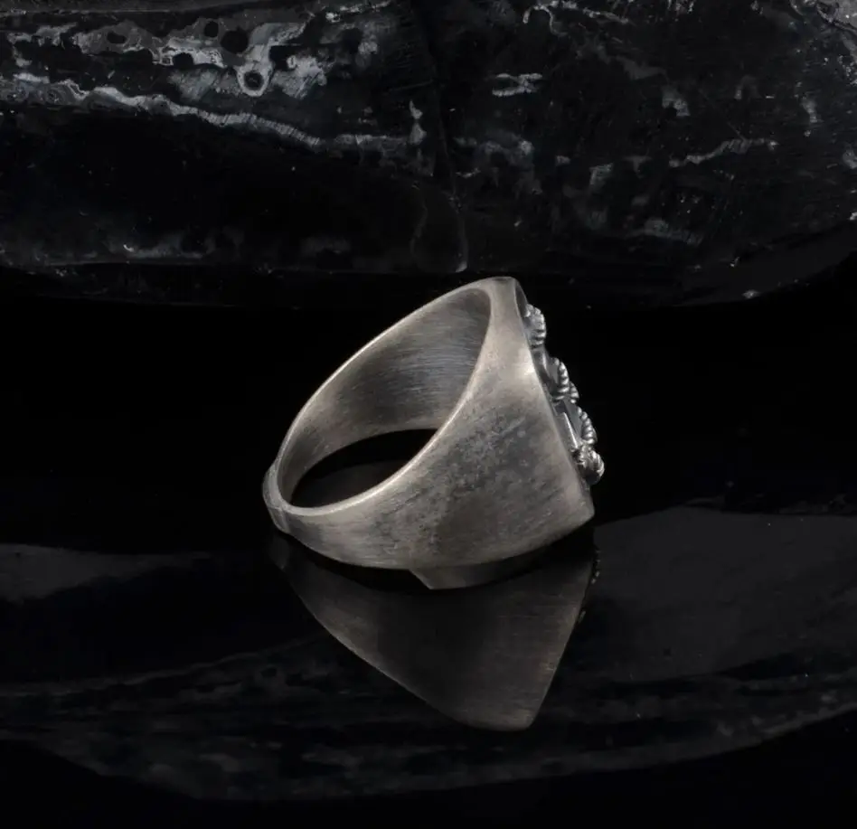 Silver Anchor Ring Handmade Sailor Anchor Oxidized Silver Captain Ring ...