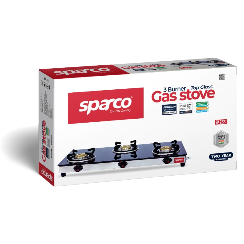 3 Burner Glass Top Gas Stove Black sp 2227 Buy Sparco Gas Stove