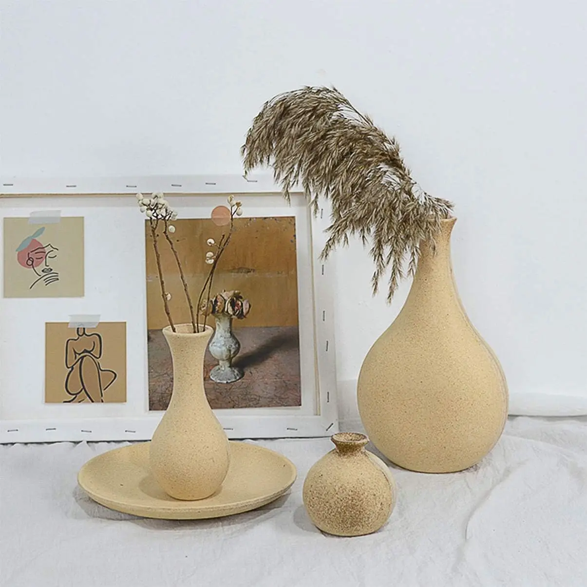 2pcs Unfinished Vase Wooden Flower Vase Handmade Floral Vase Natural