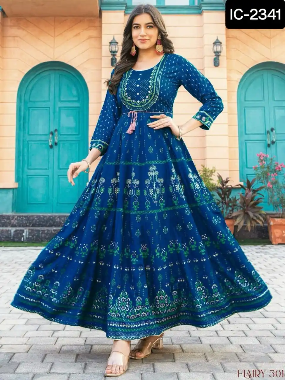 Indian And Pakistani Style Readymade Rayon Kurtis With Heavy Embroidery ...