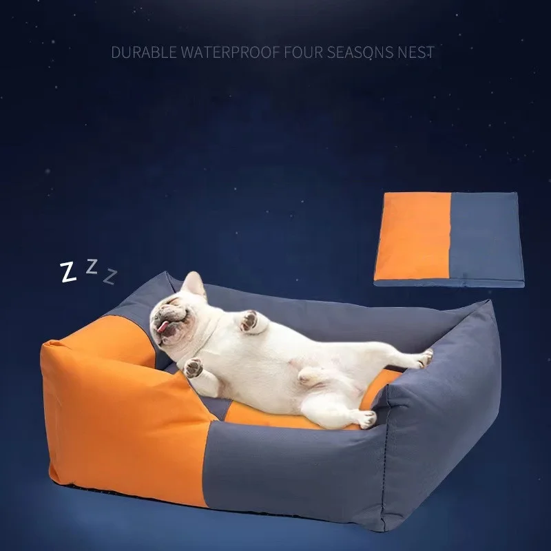 Durable Dog Bed Waterresistant Washable Oxford Fabric Pet Bed Rectangle Dog Bed With Portable